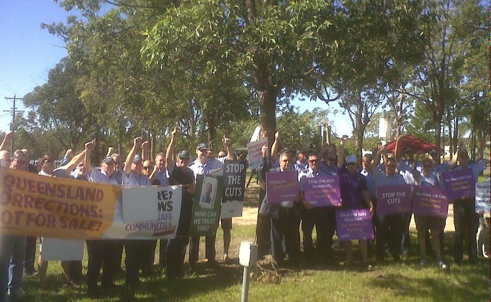 More than 35 officers rallied on the Bruce Hwy near Maryborough Correctional Centre on Sunday morning. More than 35 officers rallied on the Bruce Hwy near Maryborough Correctional Centre on Sunday morning.